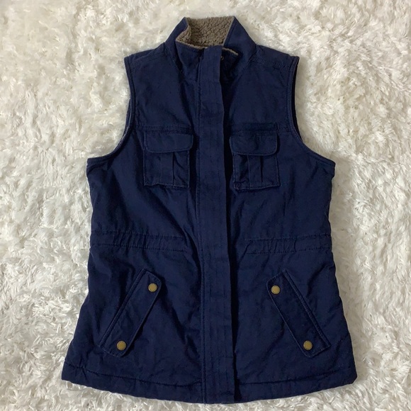 Women’s Sonoma Blue Faux Fur Lining Winter Vest Size Small - Picture 1 of 11